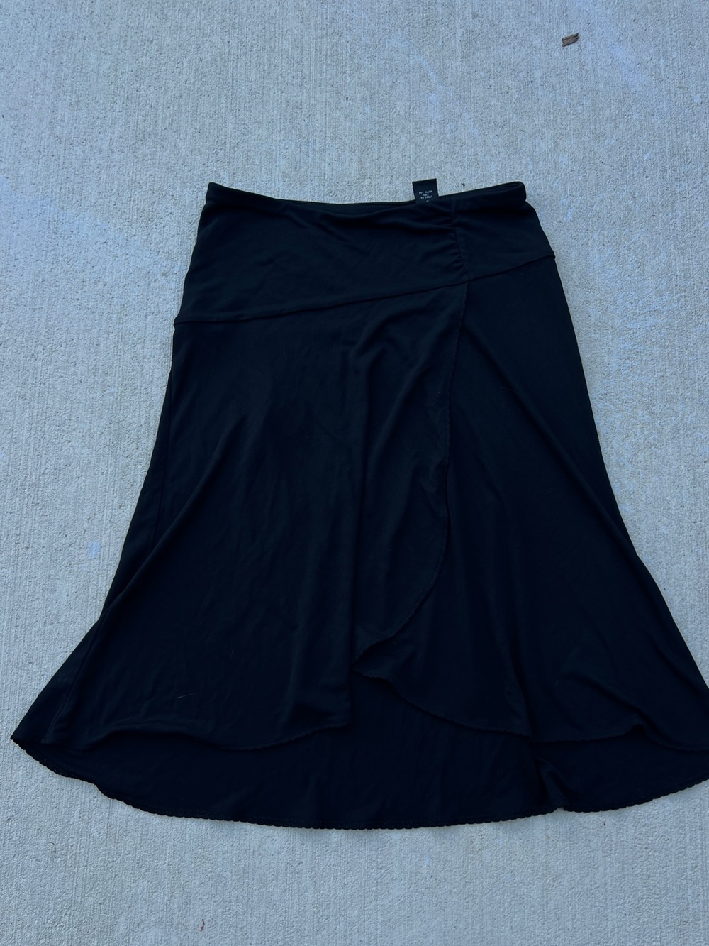Vintage 90s Express Black Faux-Wrap Slinky Midi Skirt - XS